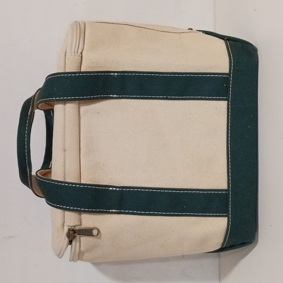 L.L .Bean Insulated Bag cream and green - Picture 3 of 12